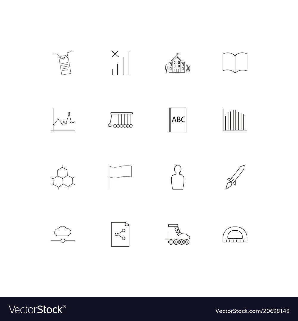 Education and science simple linear icons set