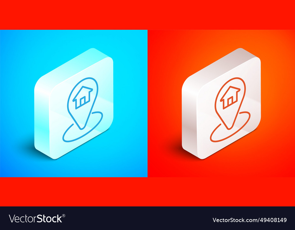 Isometric line map pointer with house icon
