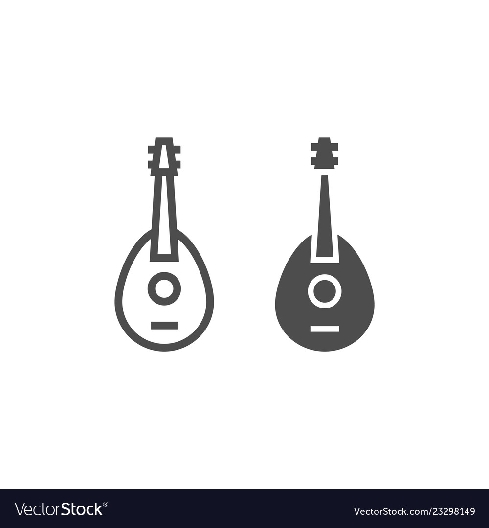 Mandolin line and glyph icon musical string