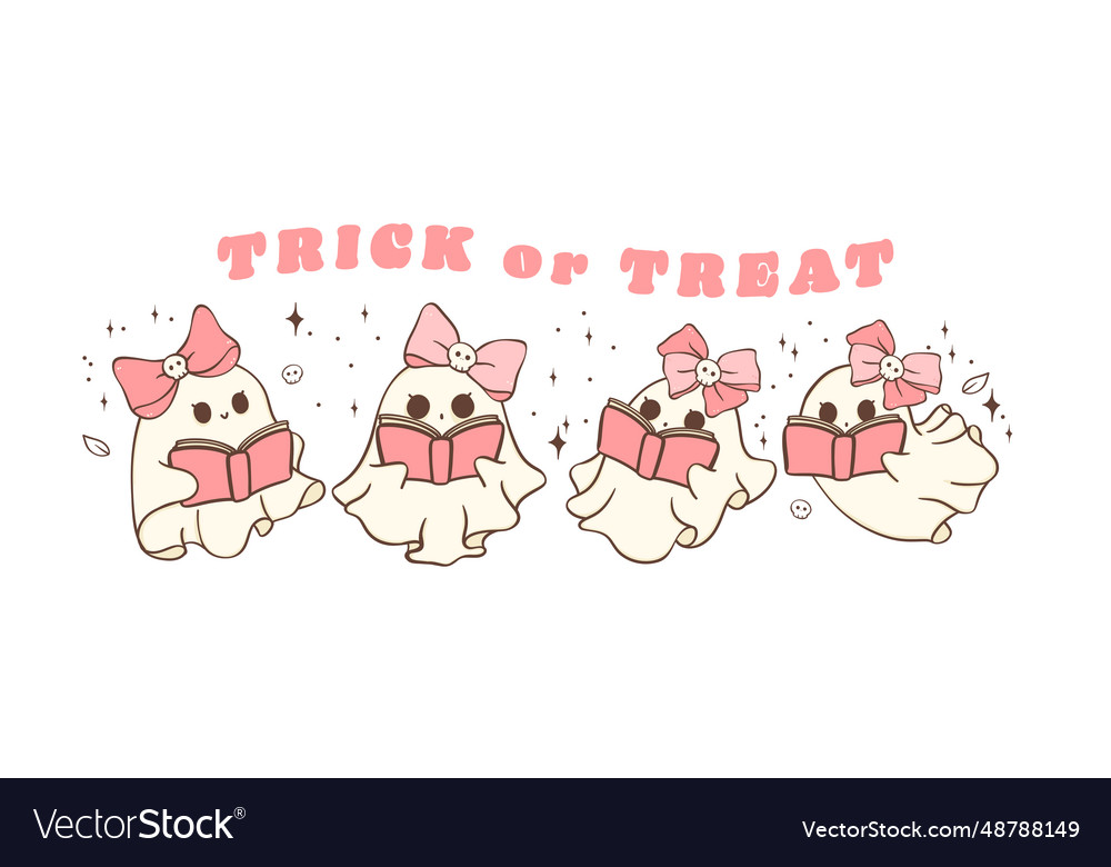 Pink Halloween Ghost Reading Bücher