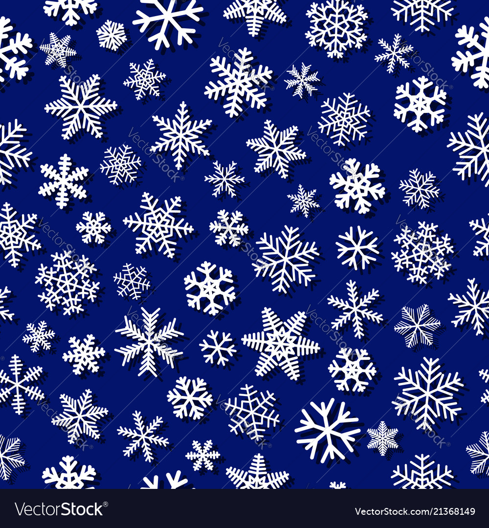 Seamless pattern of snowflakes with shadows vector image Seamless pattern of snowflakes with shadows