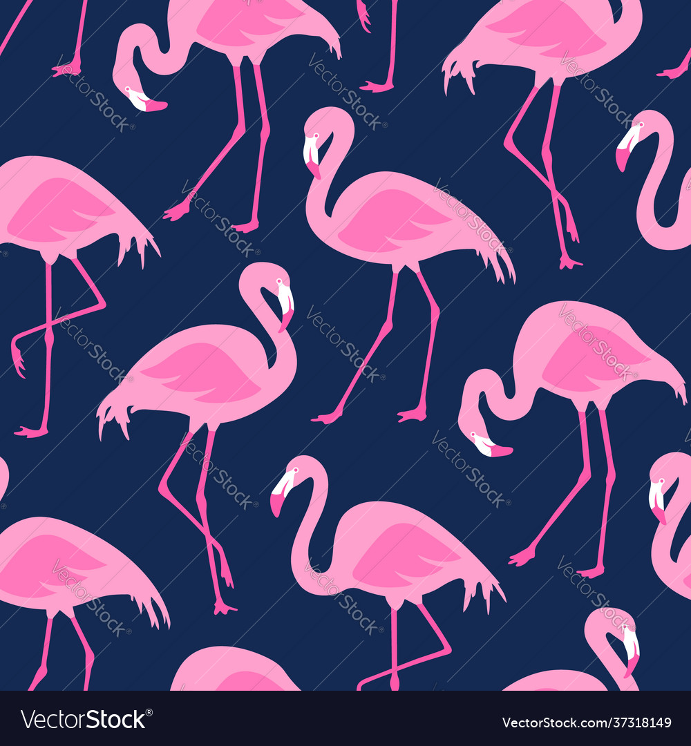 Seamless pattern with flamingos