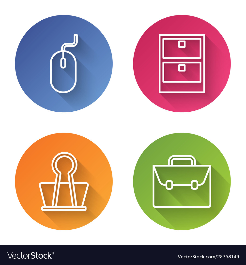 Set line computer mouse archive papers drawer vector image Set line computer mouse archive papers drawer