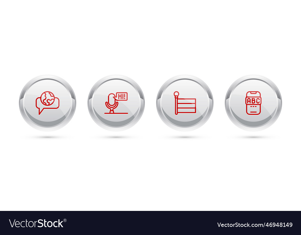 Set line learning foreign languages microphone Vector Image Set line learning foreign languages microphone