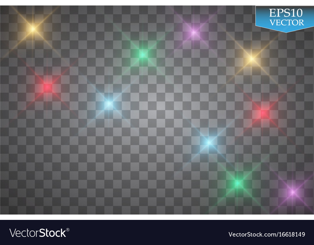 Set of color lights flares isolated