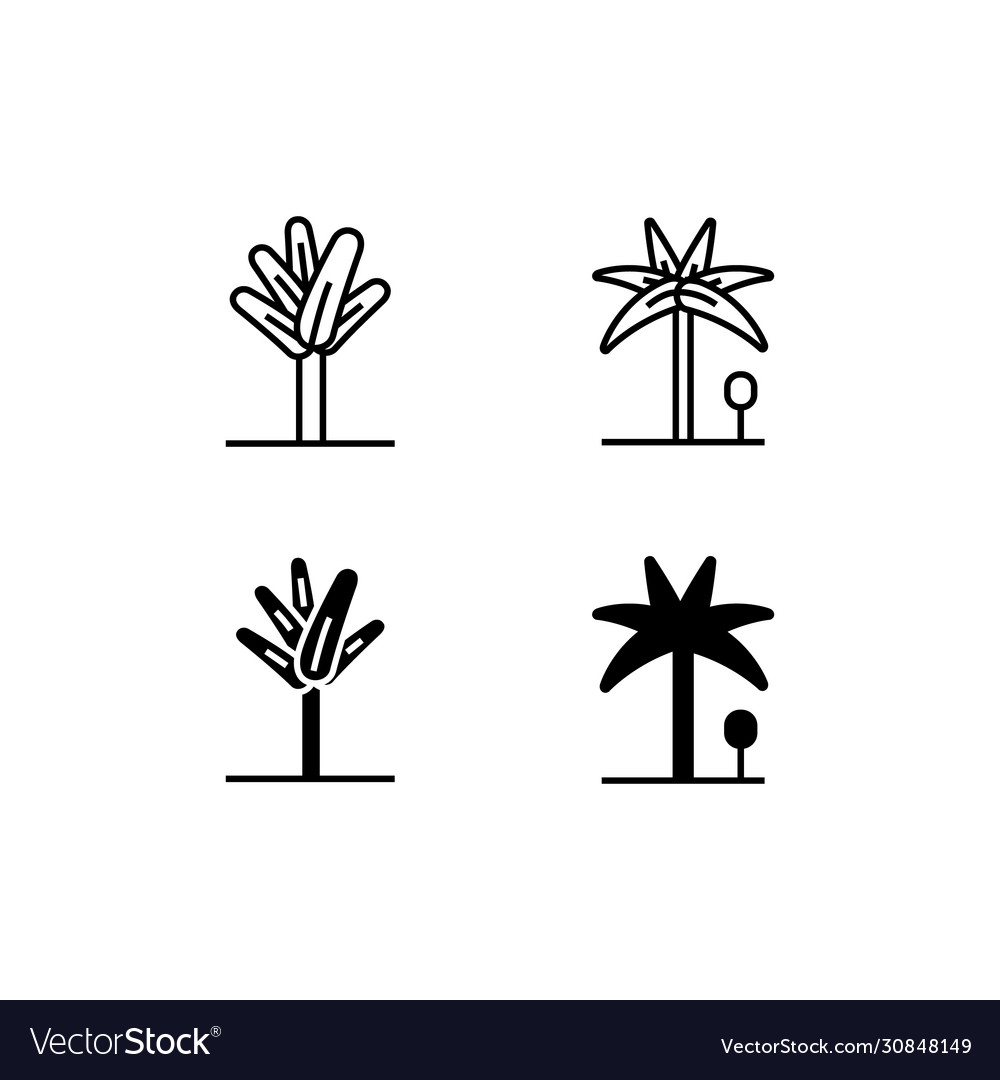 Tree line and solid icon logo symbol vector image Tree line and solid icon logo symbol