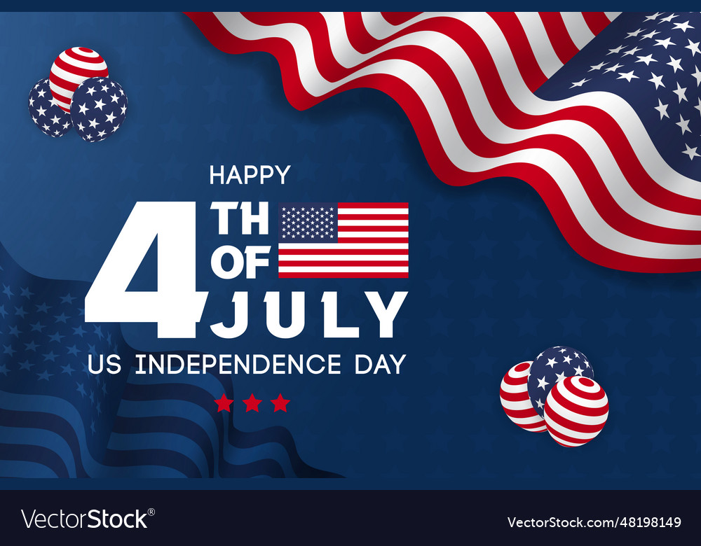 Us independence day 4th july banner with waving Vector Image