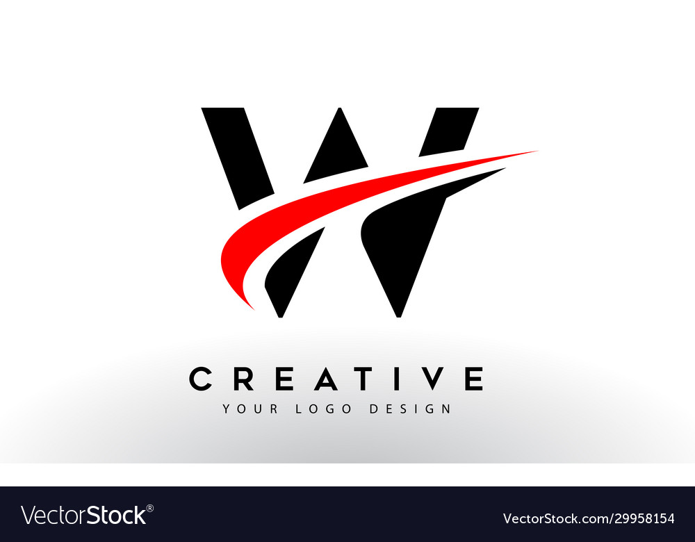 Black and red creative w letter logo design Vector Image