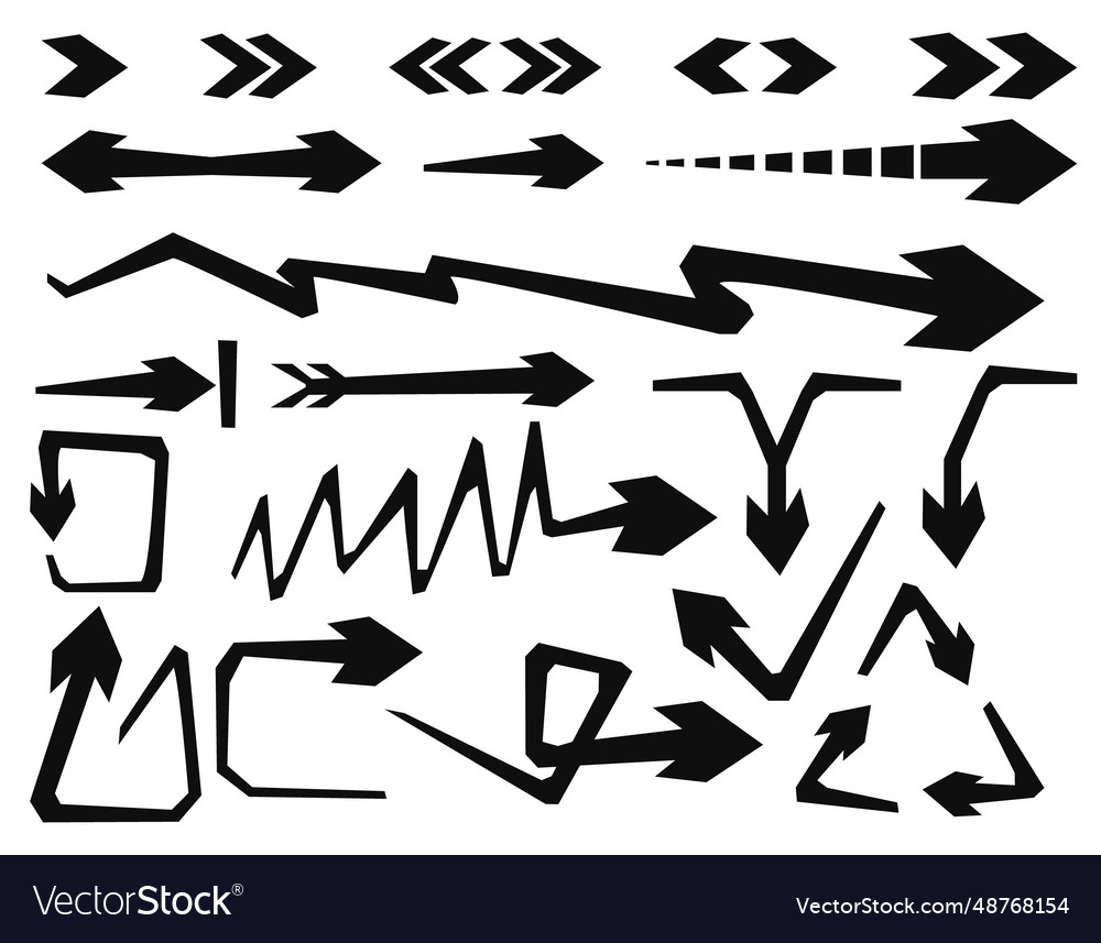 Black arrows sharp angles zigzags and lines vector image Black arrows sharp angles zigzags and lines