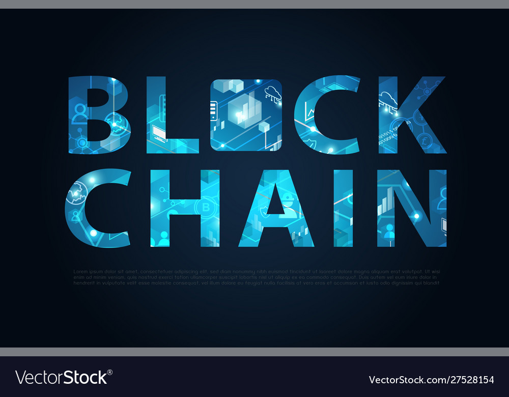 Blockchain letter digital illuminated shape Vector Image