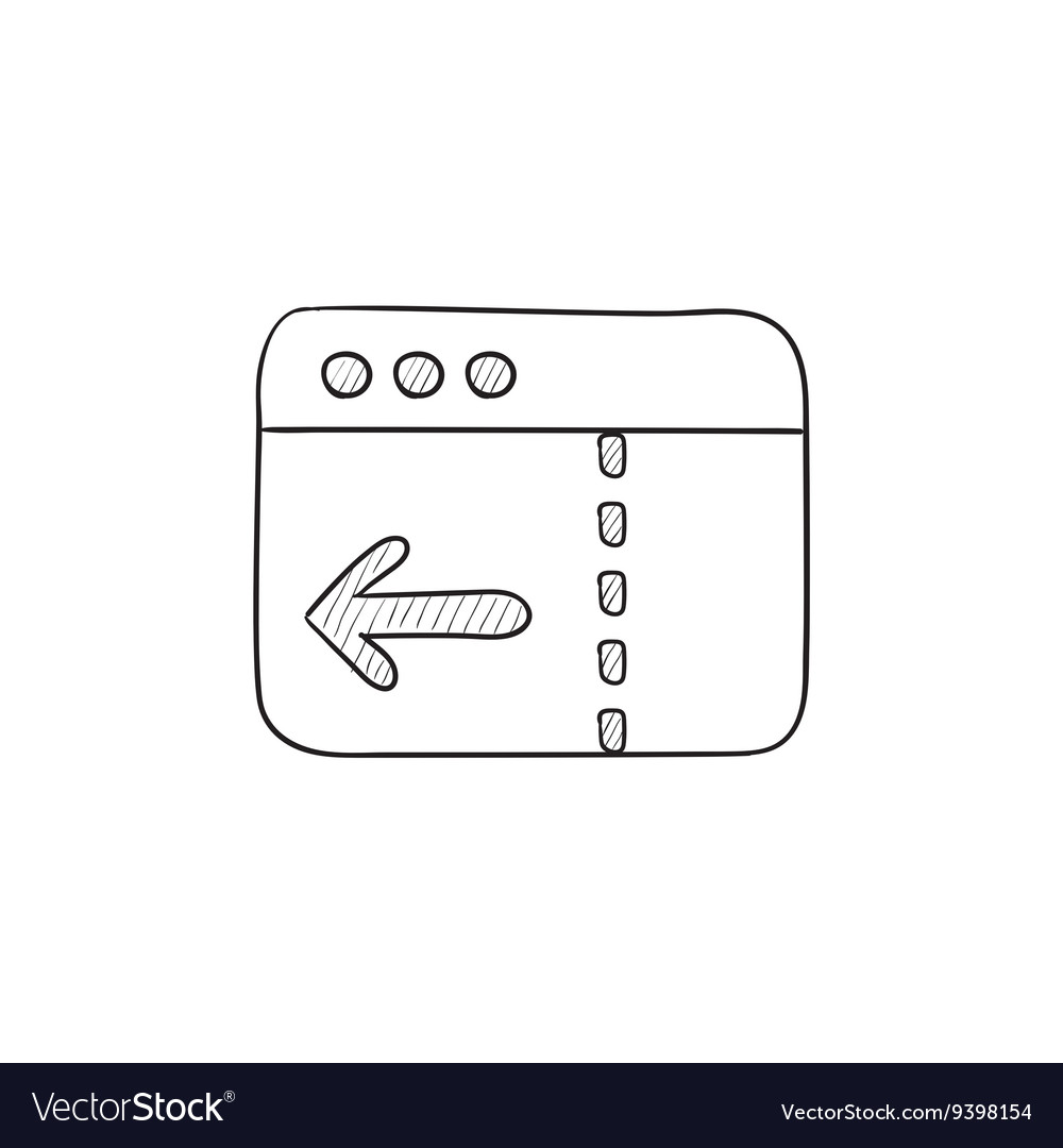 Browser window with arrow left sketch icon