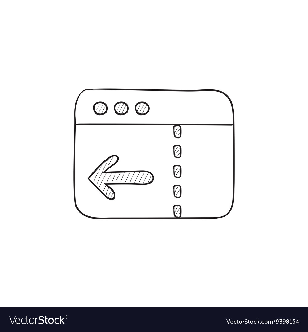 Browser window with arrow left sketch icon