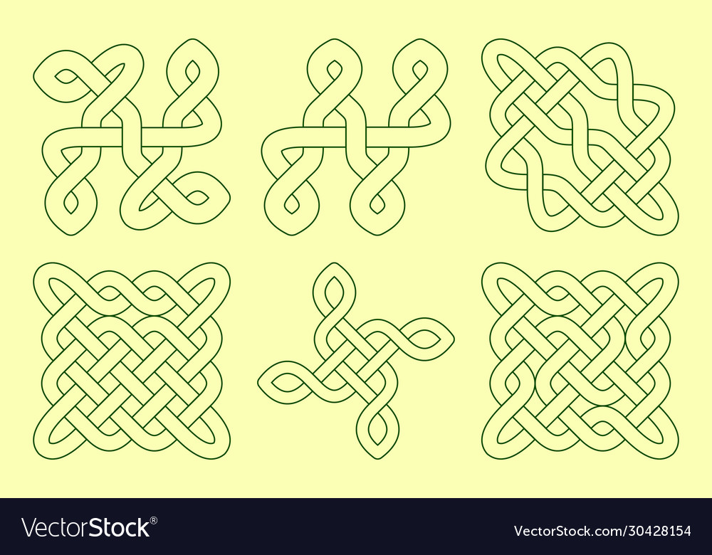 Celtic knot set abstract ornament outline
