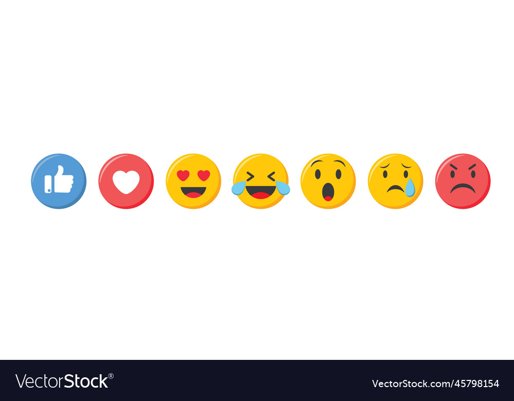 Emoji icons set social media emoticon reactions