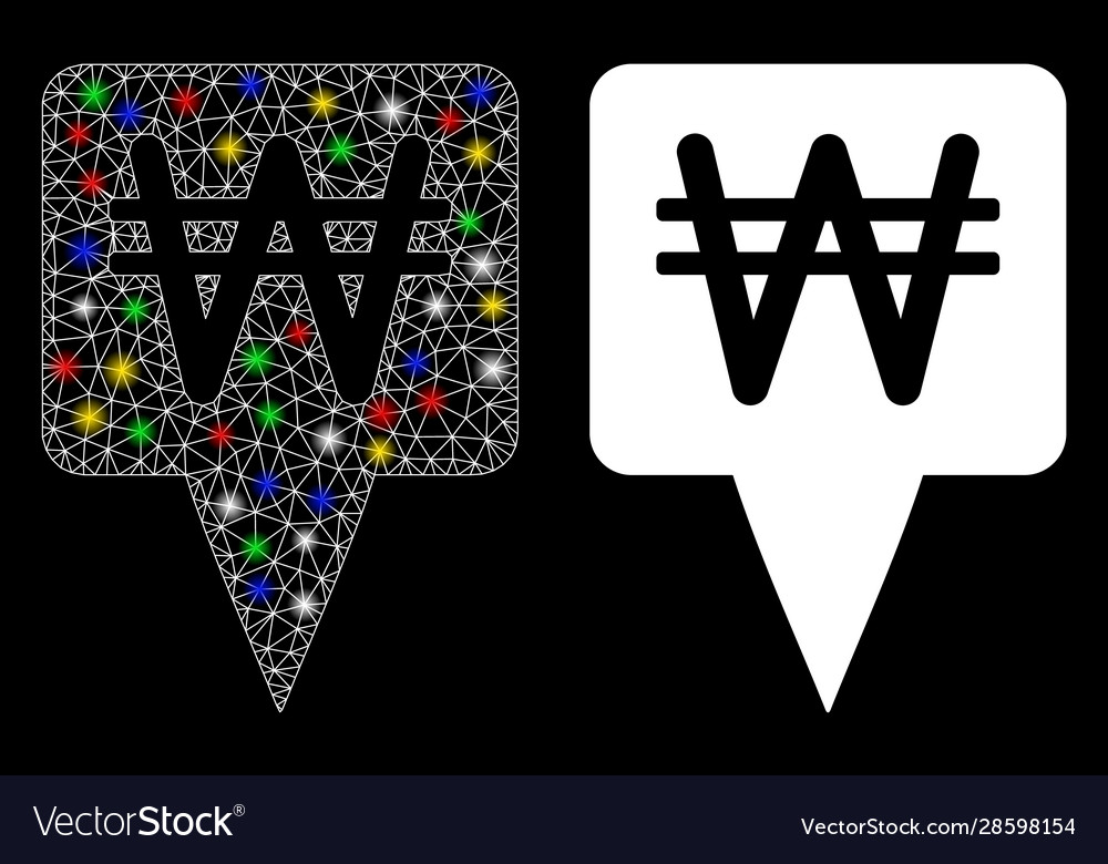 Glowing mesh wire frame korean won map pointer Vector Image Glowing mesh wire frame korean won map pointer