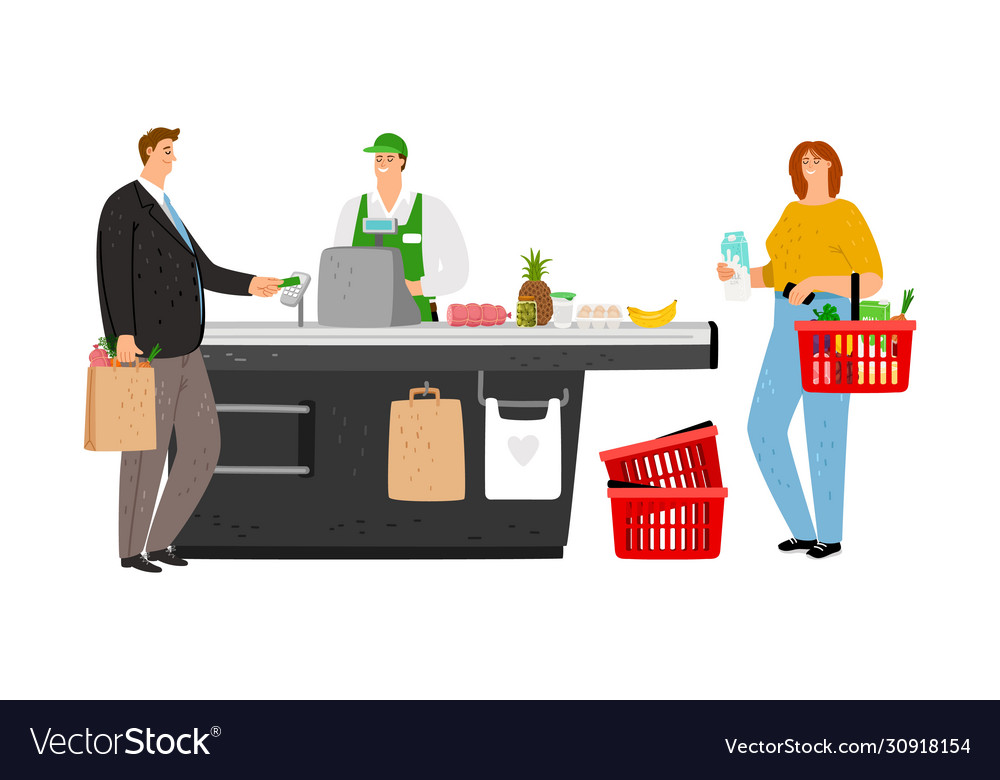 Man pay in grocery Royalty Free Vector Image - VectorStock