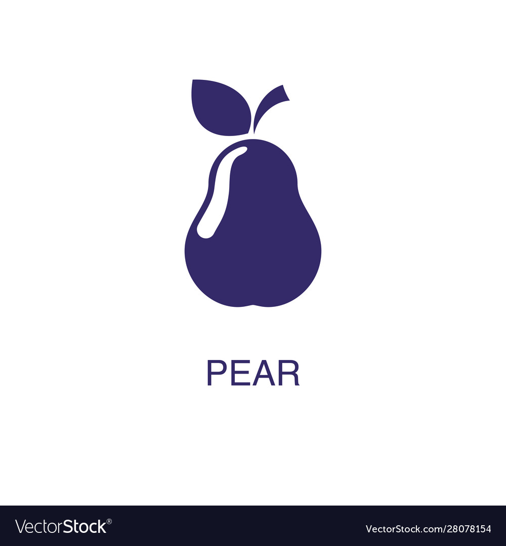 Pear element in flat simple style on white