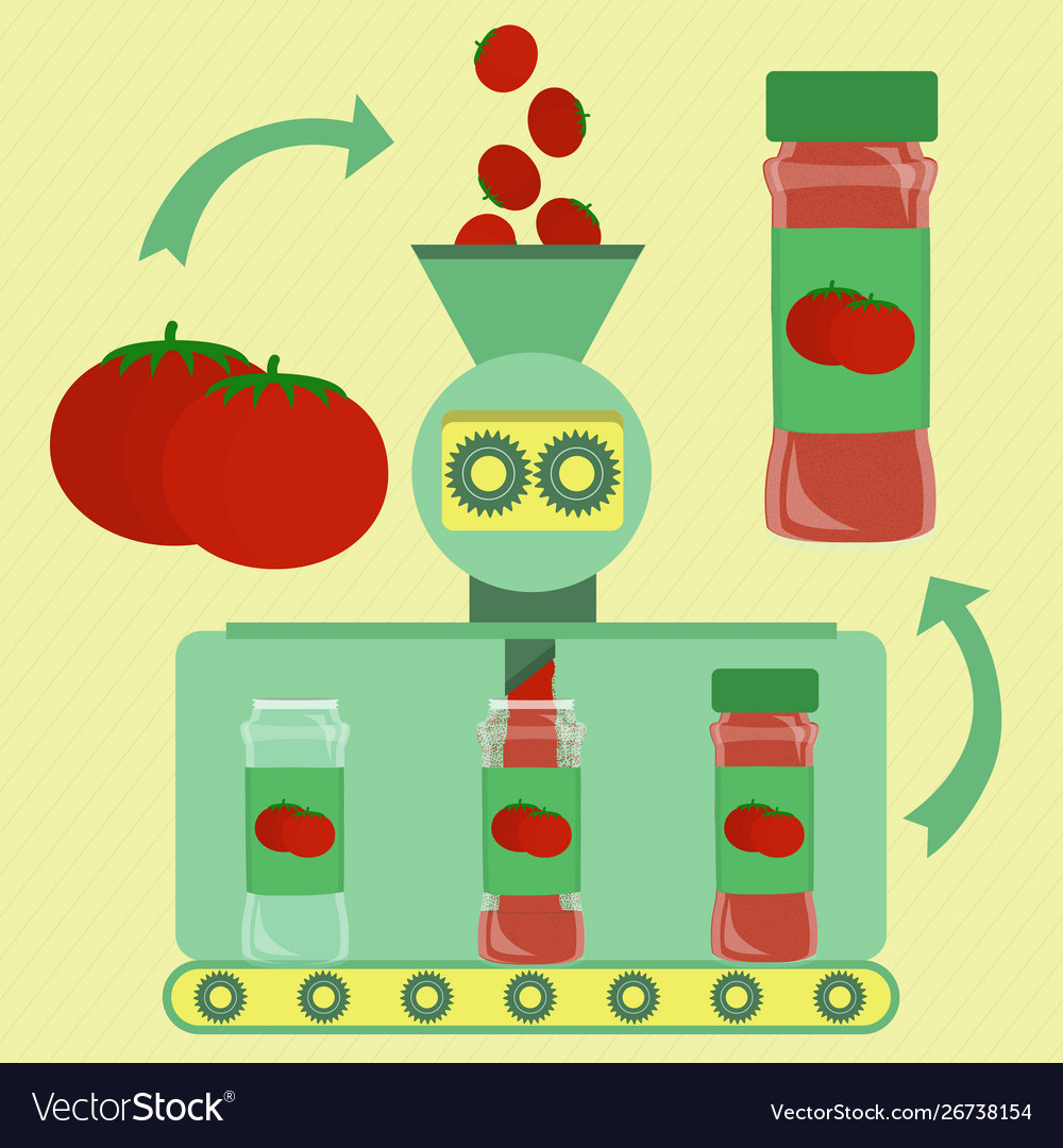 Herstellung Tomatenpulver vector image Herstellung Tomatenpulver