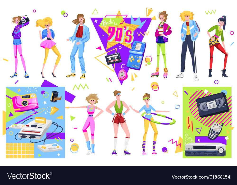 Retro disco people set