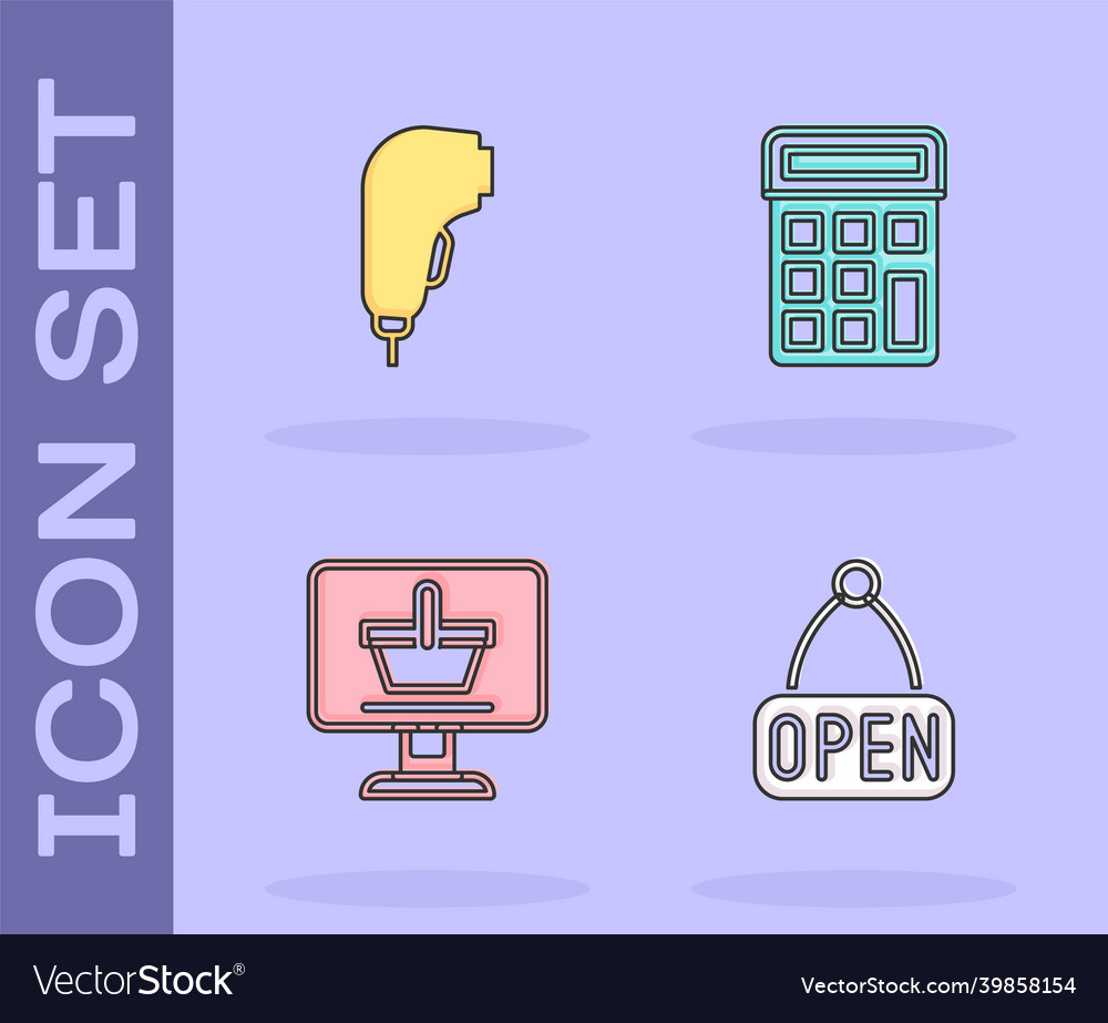 Set hanging sign with open scanner scanning bar