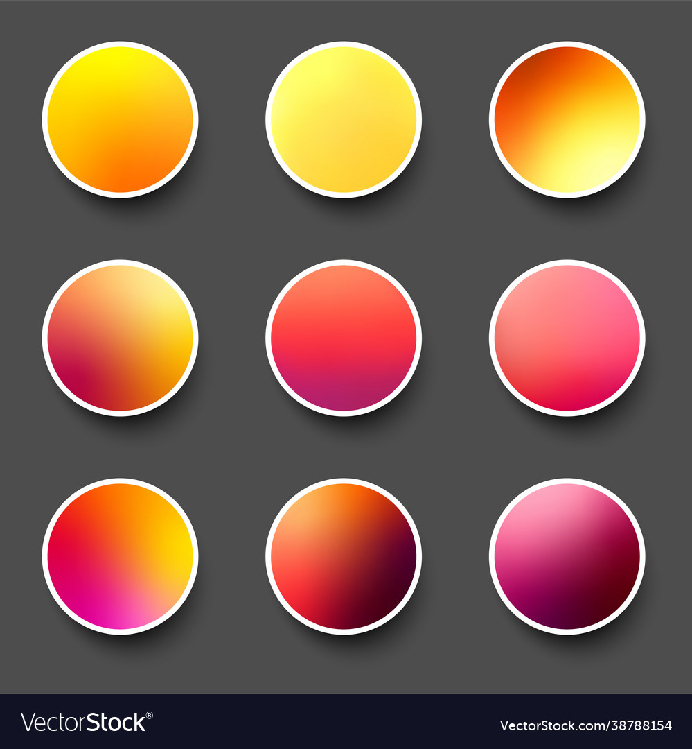 Set rounded holographic gradient sphere buttons vector image Set rounded holographic gradient sphere buttons