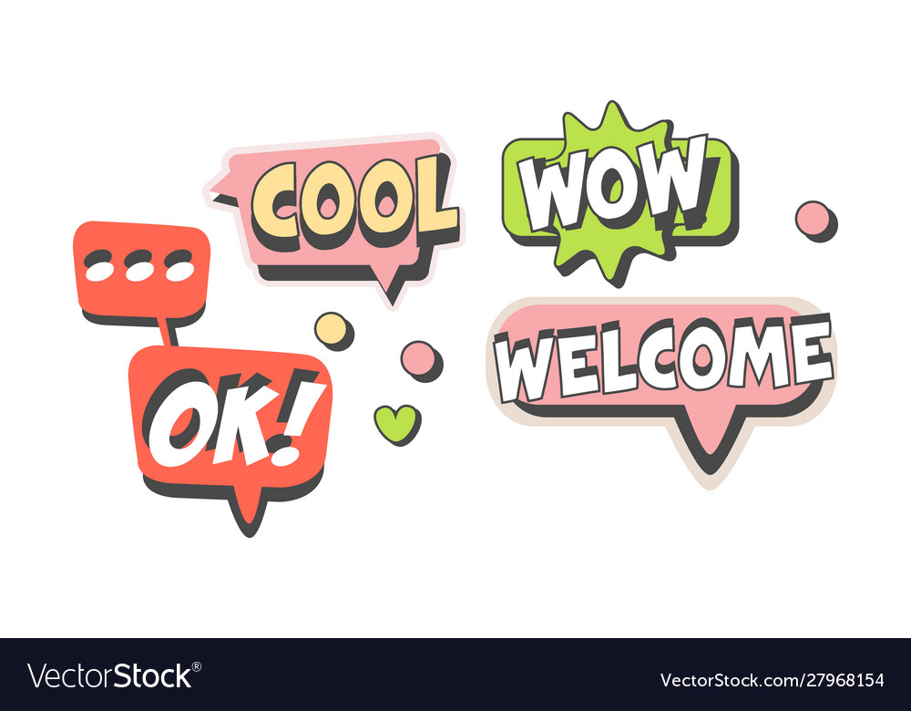 Speech labels with text set flat shapes vector image Speech labels with text set flat shapes
