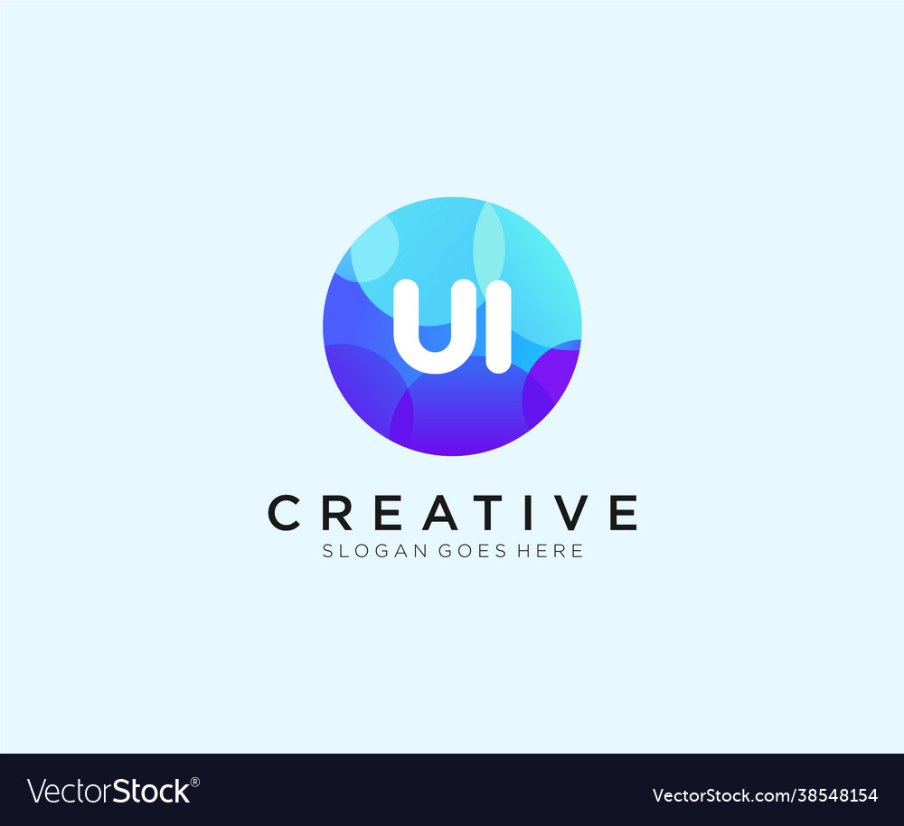 Ui initial logo with colorful circle template vector image Ui initial logo with colorful circle template