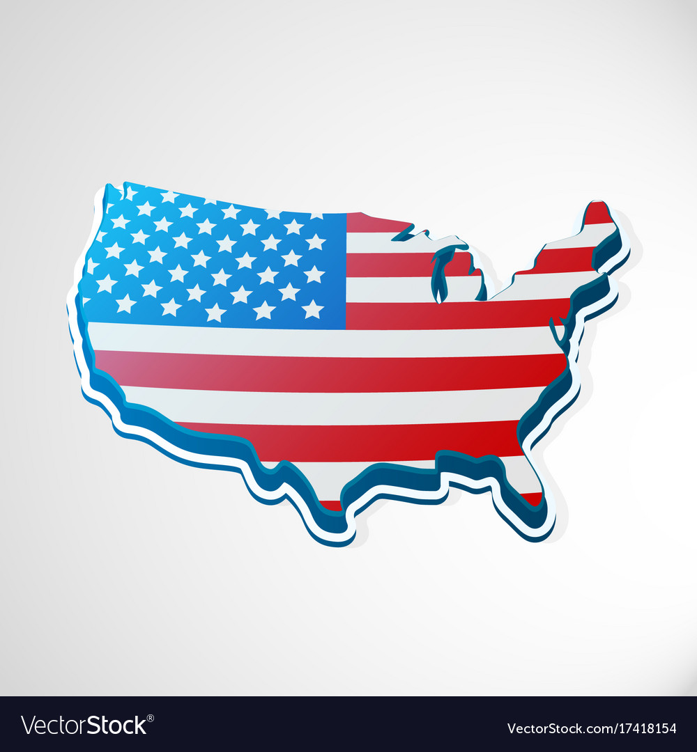 Usa 3d flag in form of map