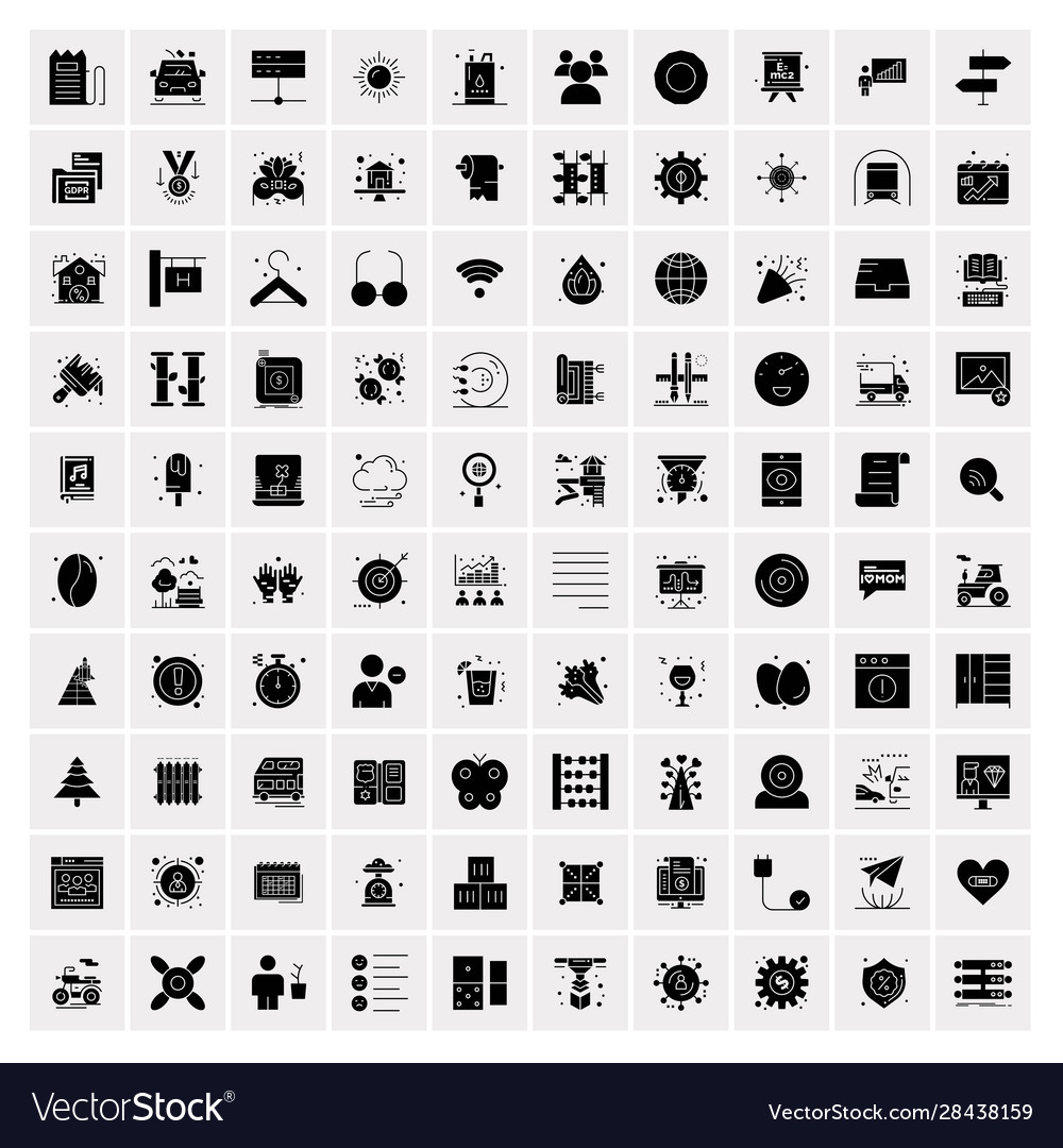 100 solid business icons for web and print