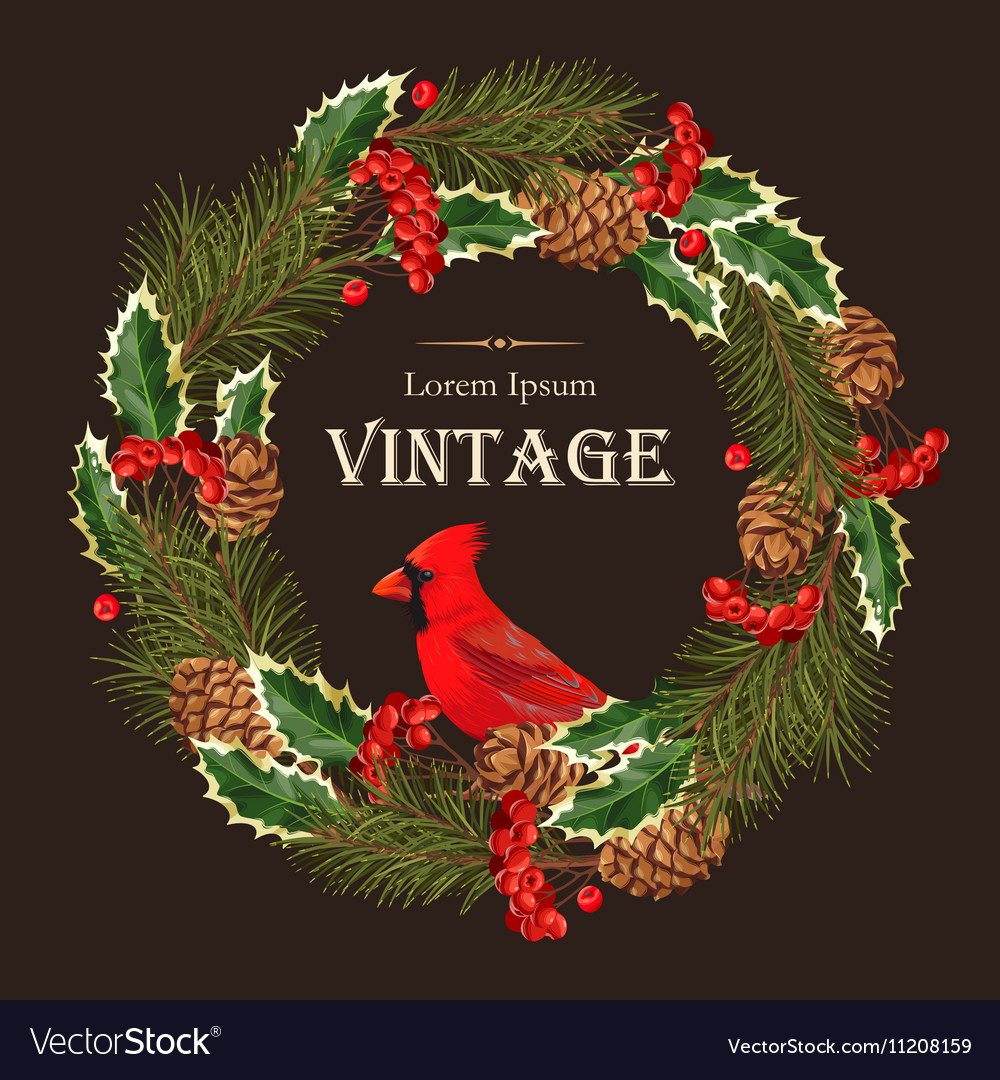 Card with winter wreath Royalty Free Vector Image