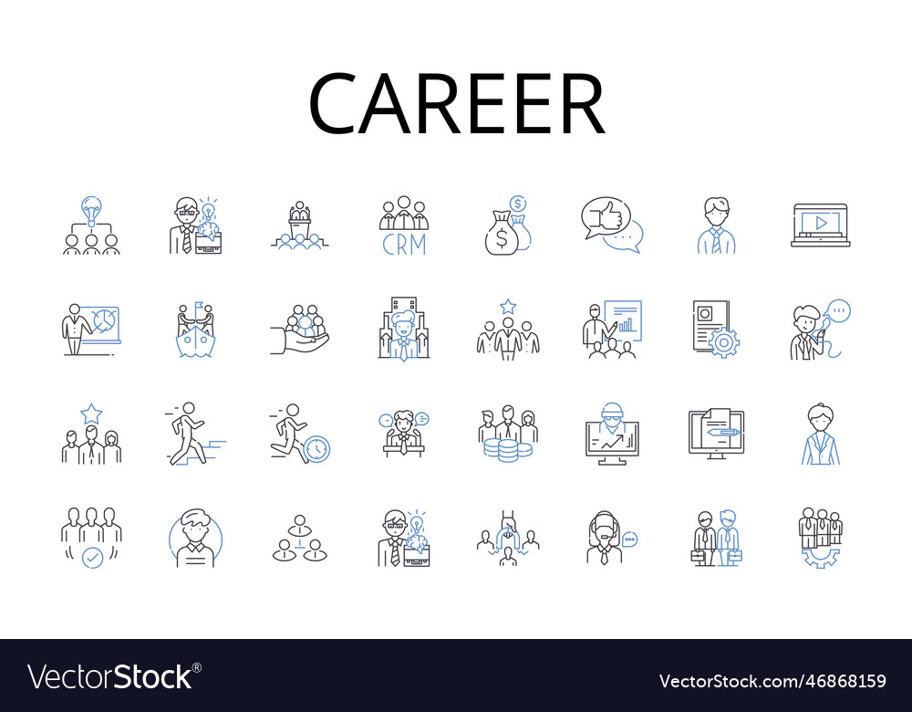 Career line icons collection job profession