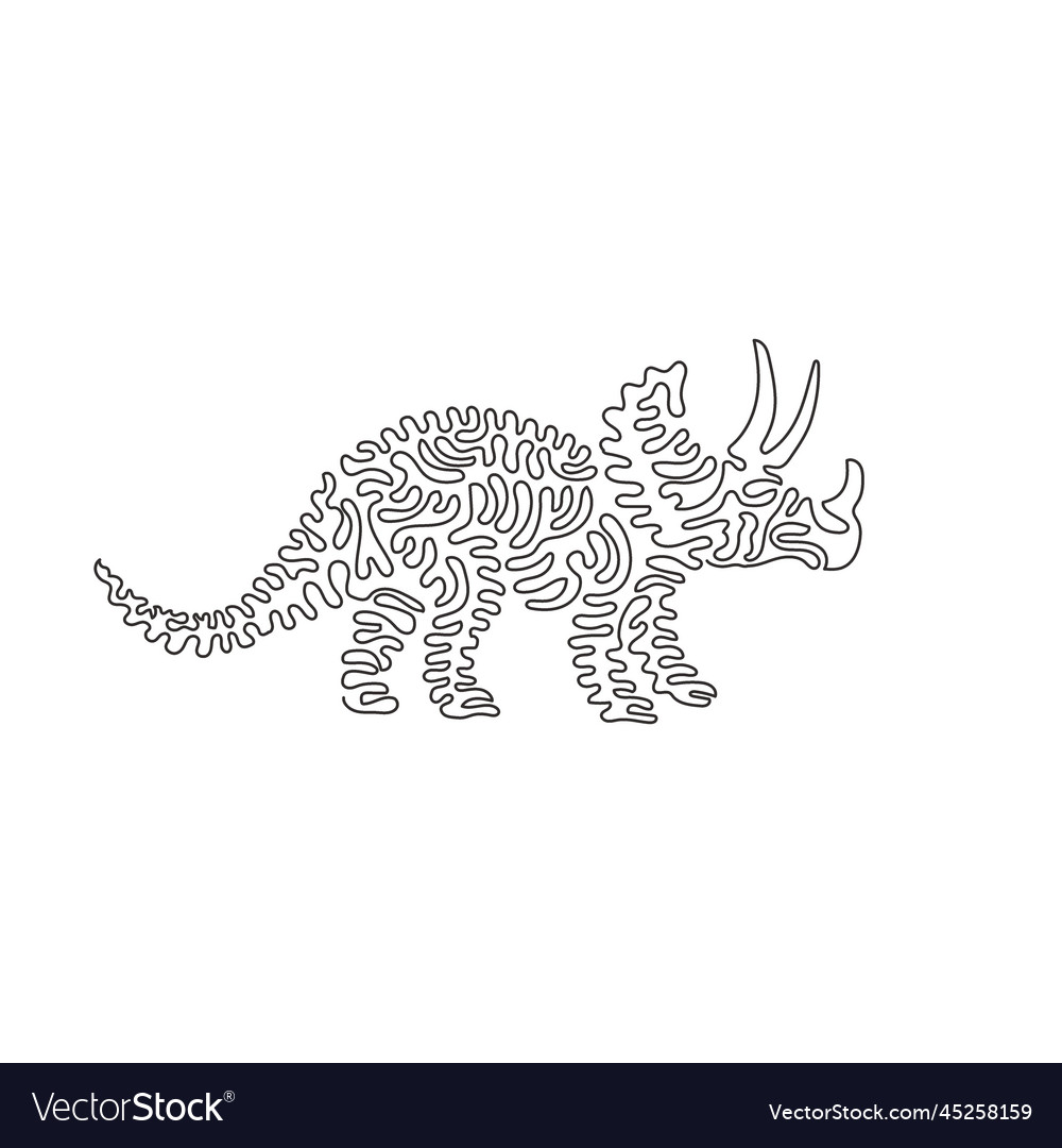 Continuous curve one line drawing of three horns vector image Continuous curve one line drawing of three horns