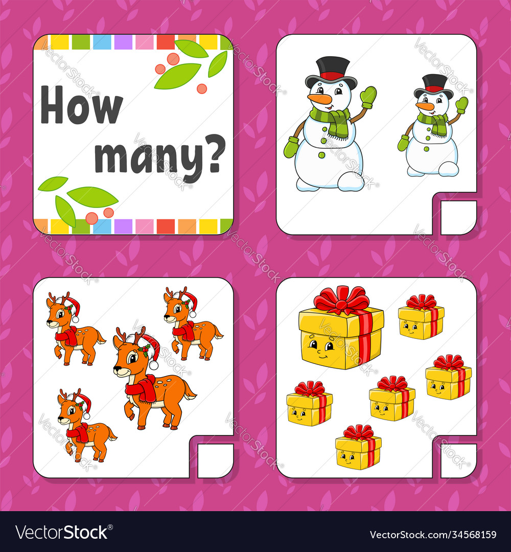 Counting game for children happy characters vector image Counting game for children happy characters