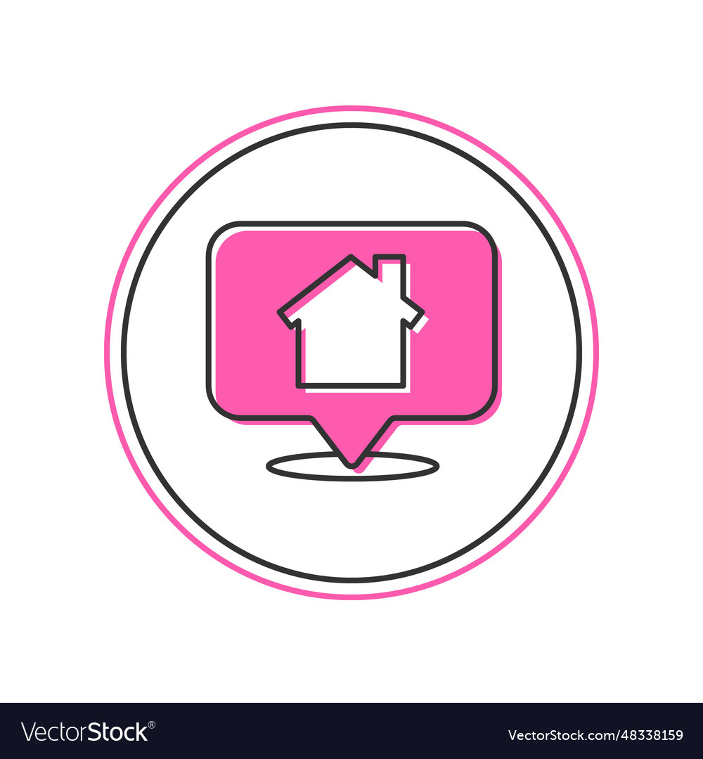 Filled outline map pointer with house icon vector image Filled outline map pointer with house icon