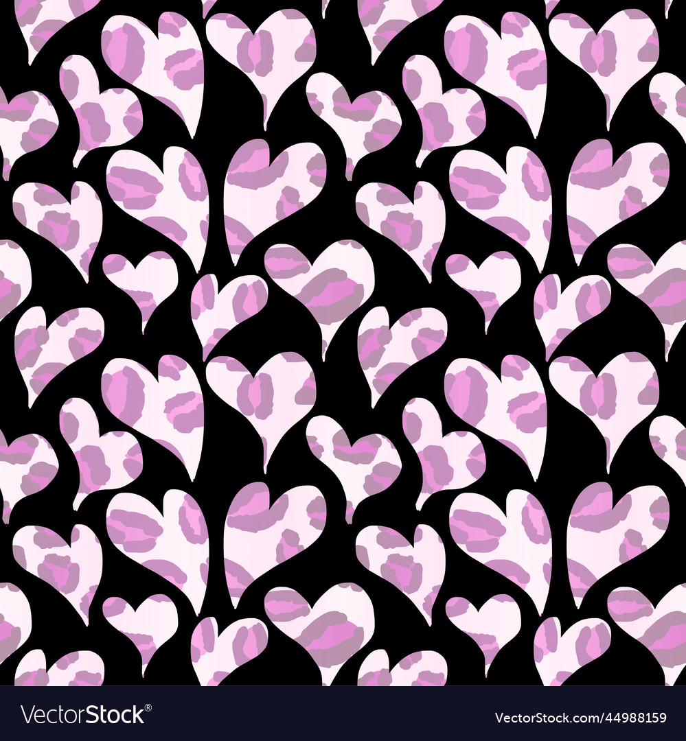 Heart leopard print repeat pattern