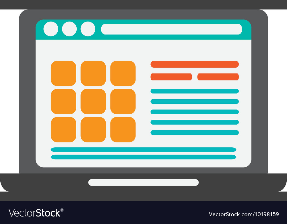 Laptop frontview with webpage on screen icon