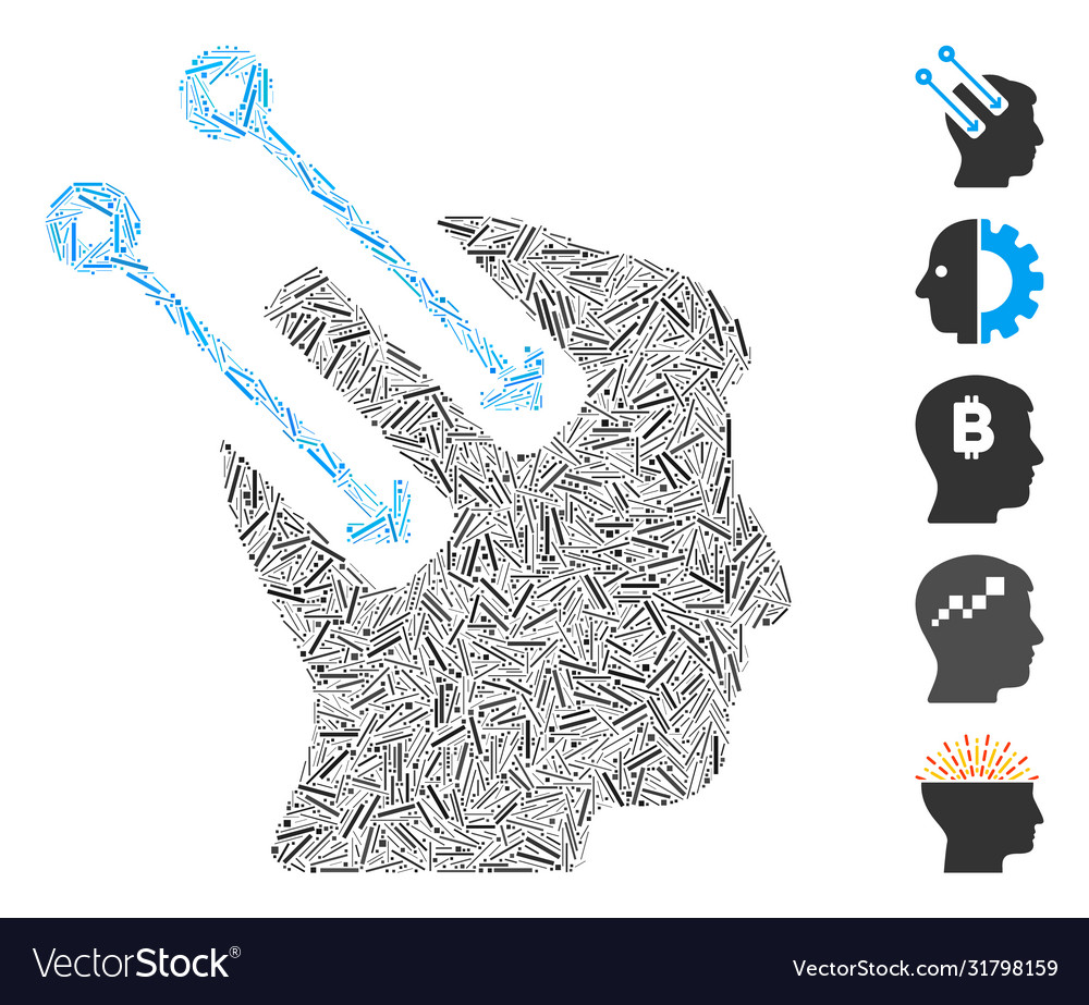 Line mosaic neural interface icon vector image Line mosaic neural interface icon