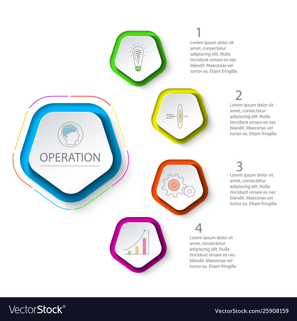 Pentagons label infographic with 5 steps