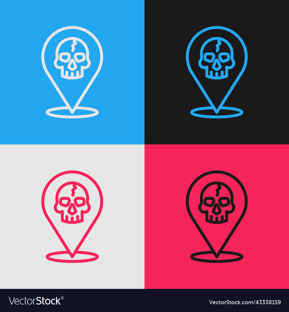 Pop art line location pirate icon isolated