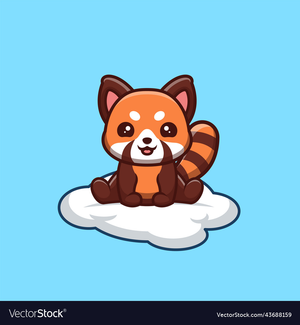 Panda sitting on cloud cute creative kawaii Vector Image