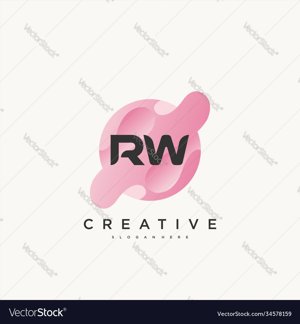 Rw initial letter colorful logo icon design