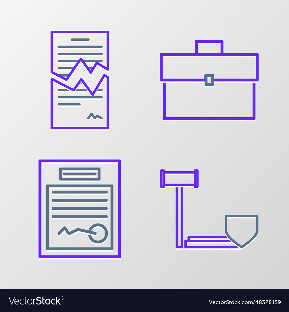 Set line judge gavel with shield filled form vector image Set line judge gavel with shield filled form