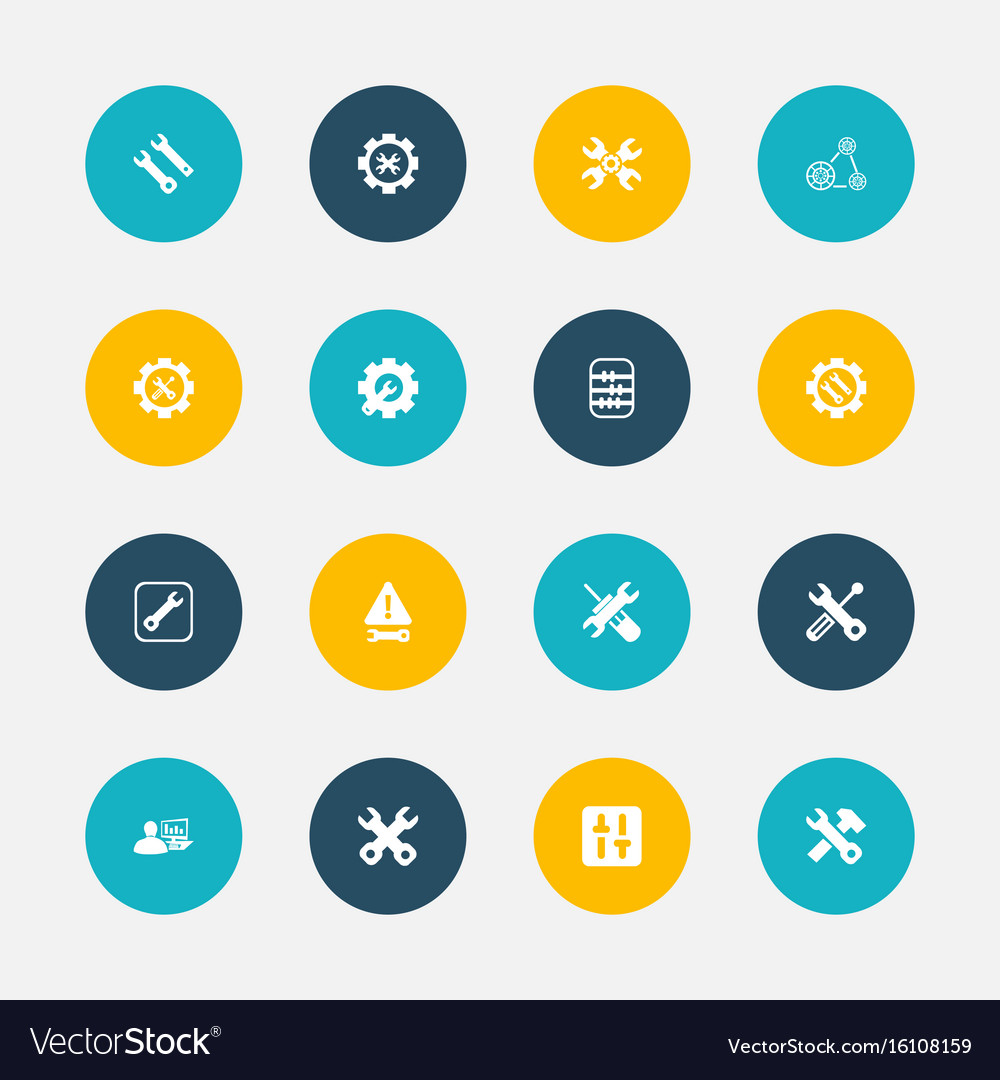 Set of 16 editable toolkit icons includes symbols