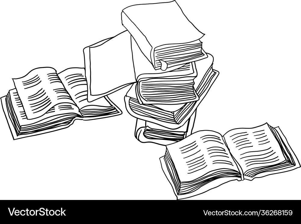 Stack books doodle Royalty Free Vector Image - VectorStock