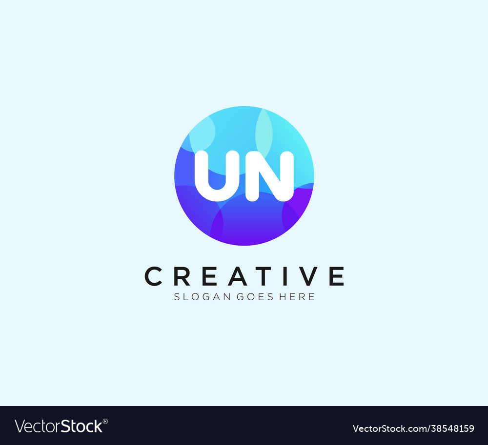 Un initial logo with colorful circle template