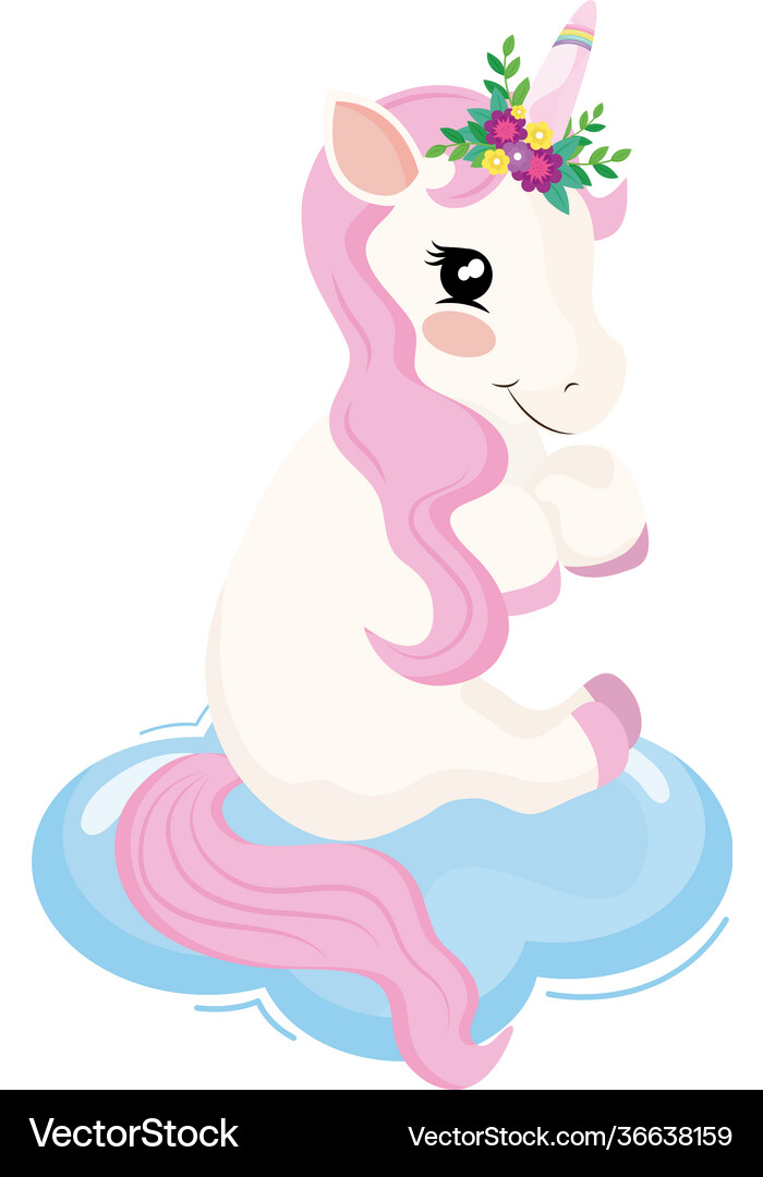 Unicorn in cloud Royalty Free Vector Image - VectorStock