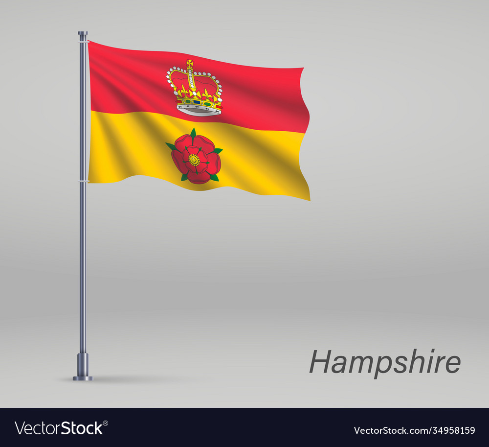 Waving flag hampshire - county england vector image Waving flag hampshire - county england
