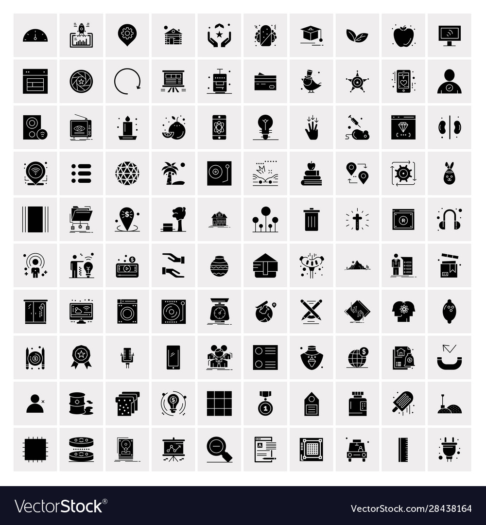 100 solid business icons for web and print