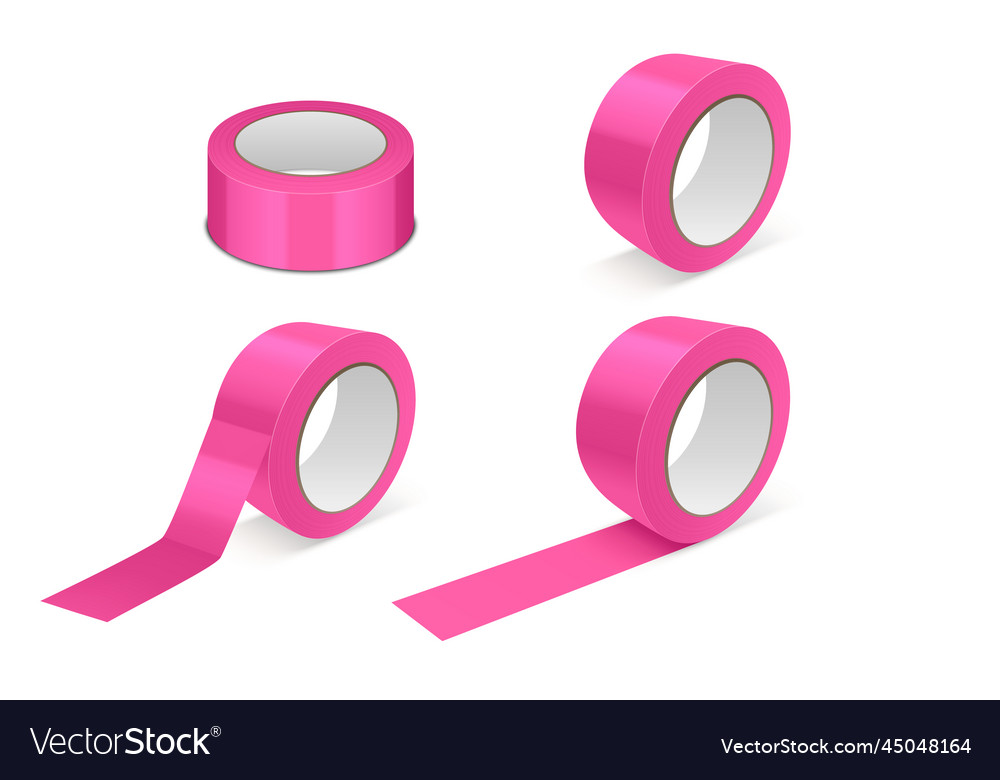 3d realistic glossy pink tape roll icon set Vector Image