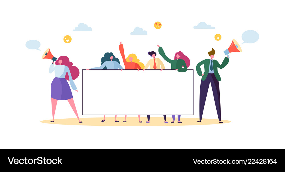 Business Team Holding Horizontal Empty Banner Vector Image